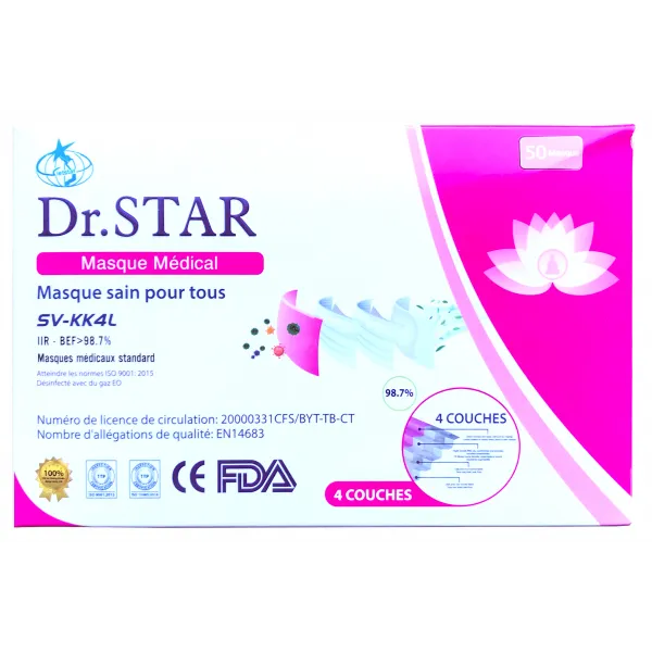 Masques Chirurgicaux Rose Dr.Star - 50pcs