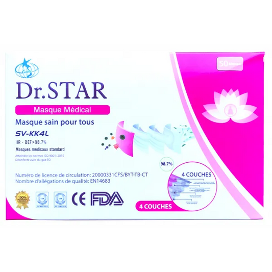 Masques Chirurgicaux Rose Dr.Star - 50pcs